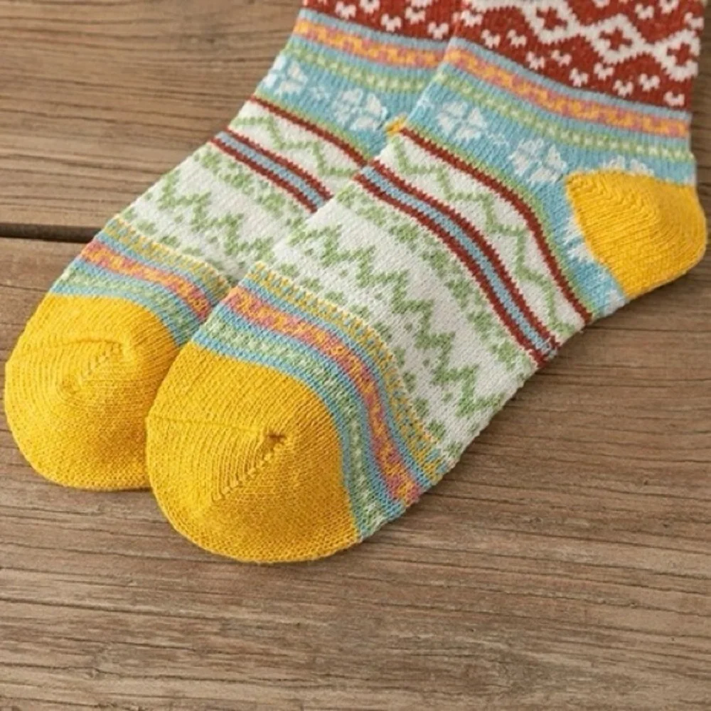 Multicolor Fair Isle Knit Socks